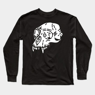 Skull Monkey-NegativeWhite Long Sleeve T-Shirt